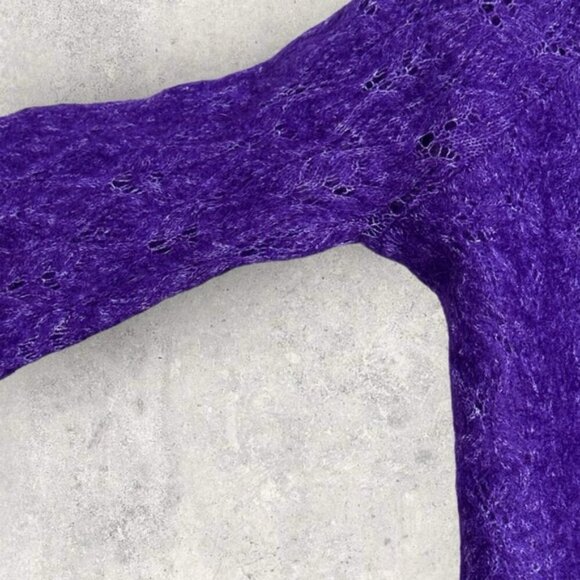Sezane Marlow Knit Sweater Purple Size XS French Wool Kid Mohair Button V-Neck - Picture 10 of 13